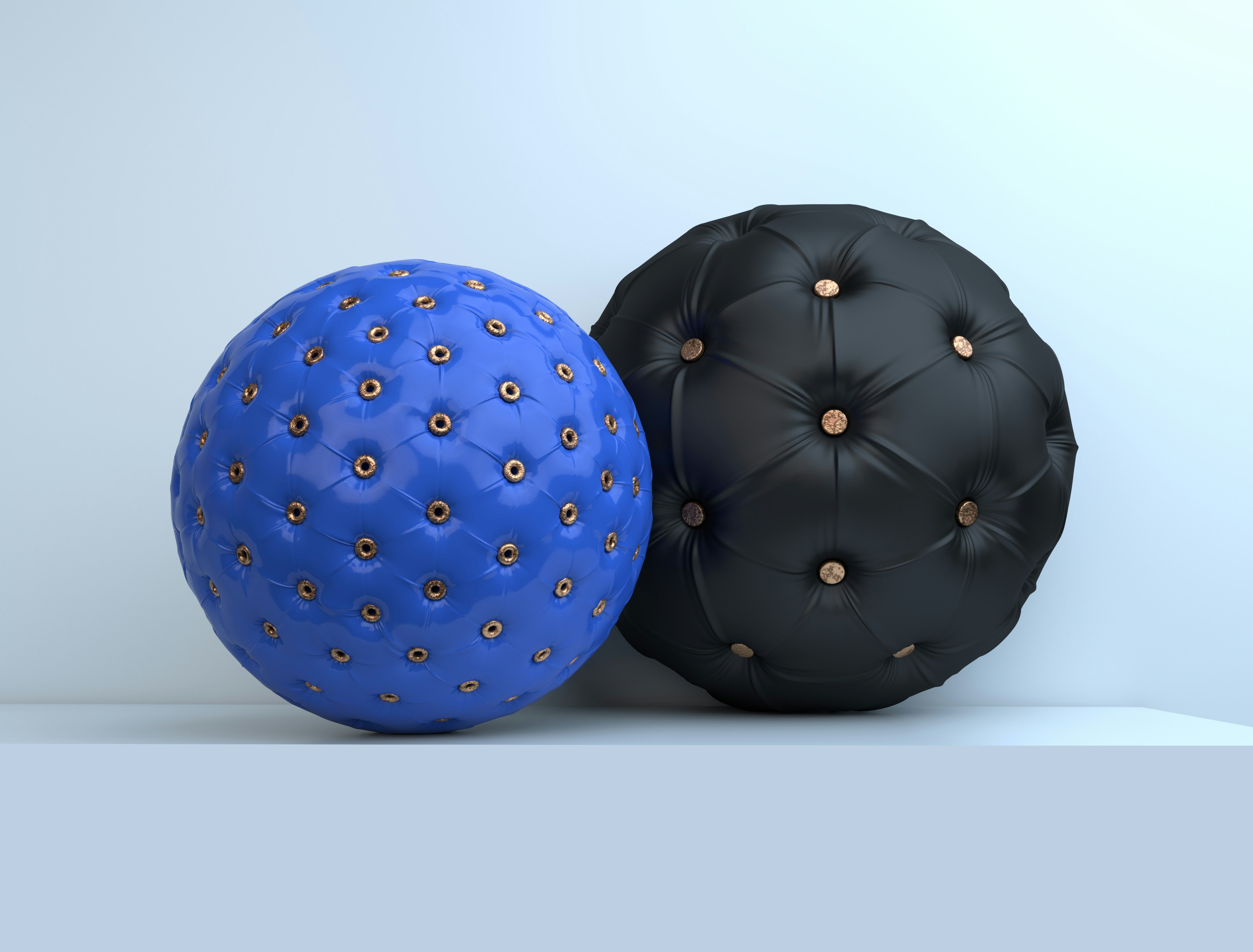 blue and black polka dot ball